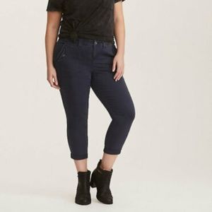 New Torrid Cropped Twill Military Pant In Blue